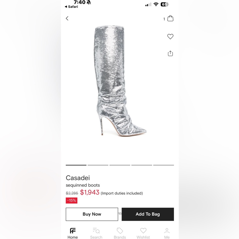 Casadei Silver Sequin Heeled Boots